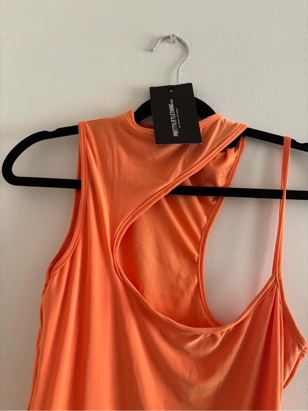 PrettyLittleThing Neon Orange Asymmetric Cutout Dress